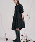 Studded Puff Sleeve Flare Dress